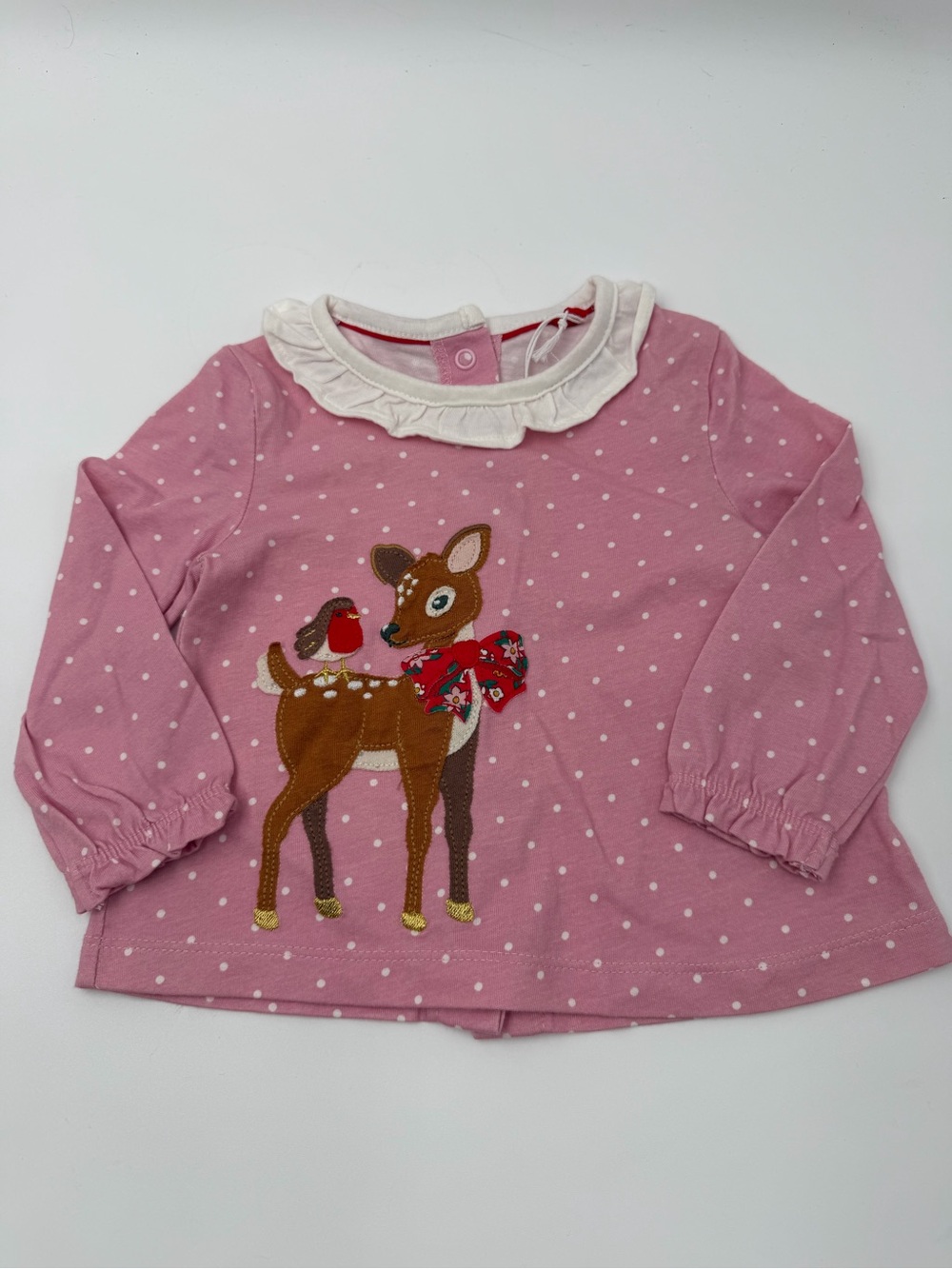 Baby Boden reindeer appliqué top 6-9 months